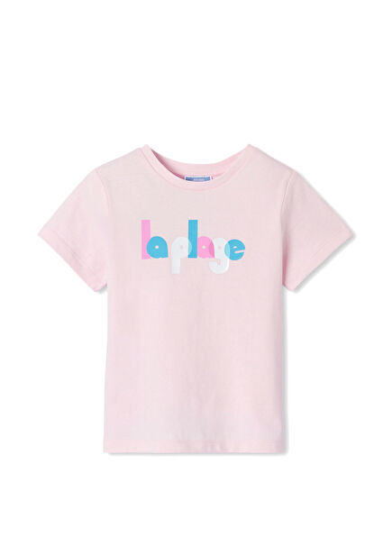 Baskılı Pembe Kısa Kollu Kız Çocuk T-shirt