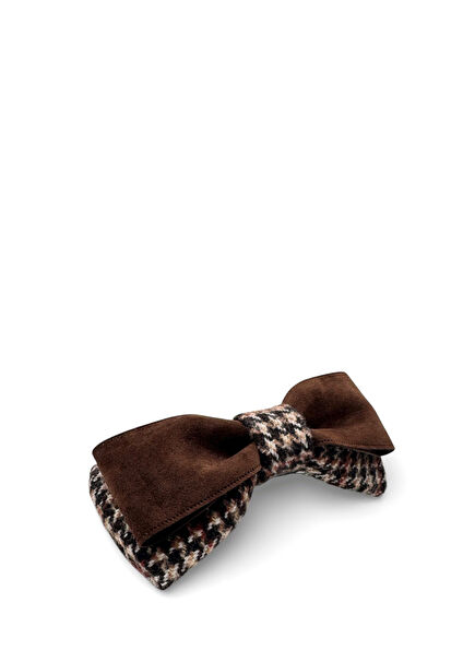 Sui Velvet Bow Kızıl Kahve Kadın Toka