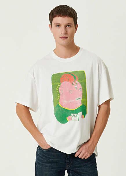 Toaster White Printed Oversize Short Sleeve Men's T-shirt