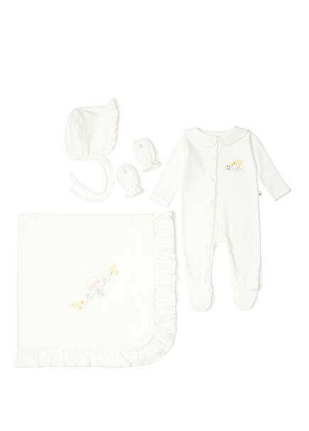 Pembe Nakışlı 4lü Organik Pamuk Yeni Doğan Seti