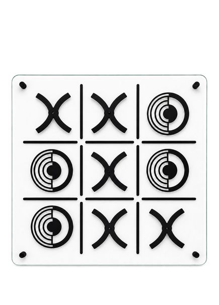Vitreous Tic Tac Toe Siyah Cam Dekoratif Duvar Oyunu