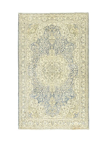 Vintage Pastel Lacivert Krem Yün Ladik Halısı 204x302 cm