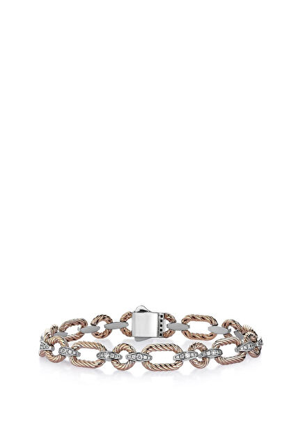 Chain 14K White and Rose Gold Women's Diamond Bracelet