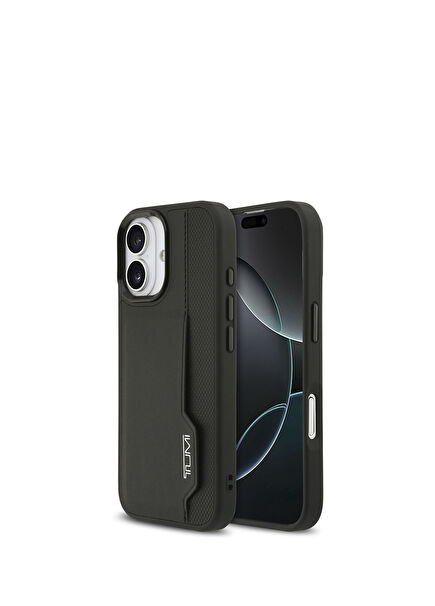 iPhone 17 Siyah Deri Dikey Kartlıklı Telefon Kılıfı