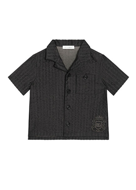 Multicolored Short-Sleeved Baby Boy Denim Shirt