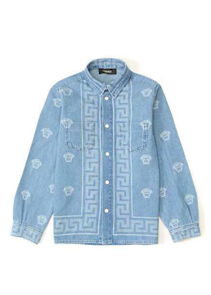 Açık Mavi Erkek Çocuk Denim Gömlek