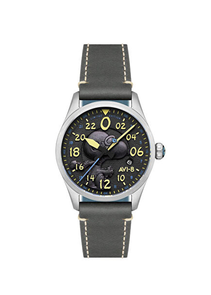 Spitfire Peanuts Snoopy Flying Ace AV-4150-01 Gri Deri Erkek Kol Saati