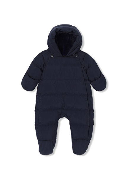 Lacivert Su Geçirmez Kapüşonlu Erkek Bebek Astronot Mont