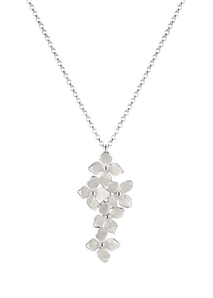 Beyaz Leylak 925 Ayar Gümüş Kadın Kolye