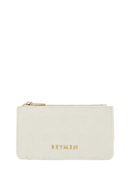 White Logo Patterned Women's Card Holder