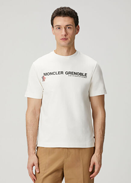 Beyaz Logo Baskılı T-shirt