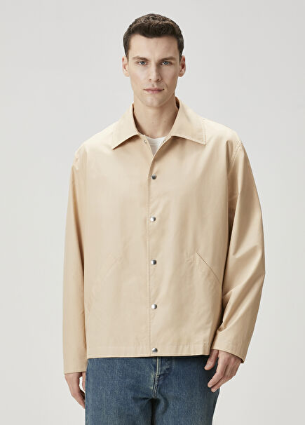 Beige Logo Printed Jacket
