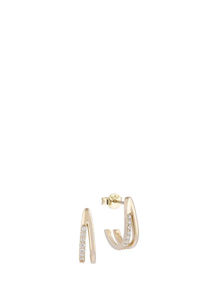 Diamond Stone Duo 14K Gold Unisex Earrings