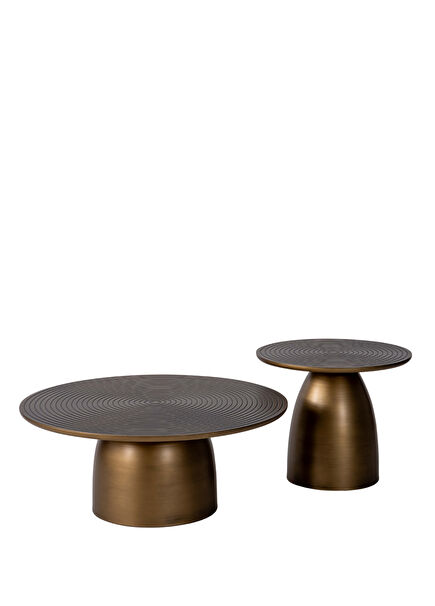 Khufu Brass Ahşap İkili Orta Sehpa