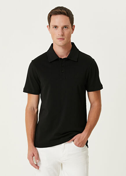 Slim Fit Siyah Polo Yaka Jersey T-shirt