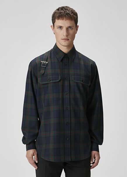 Green Plaid Patterned Outer Shirt