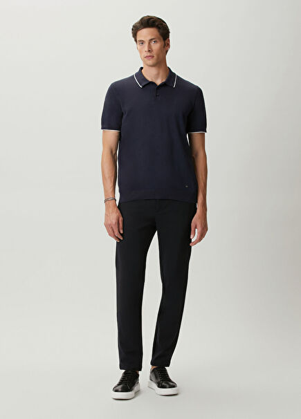 Navy Blue Waist Corded Chinos