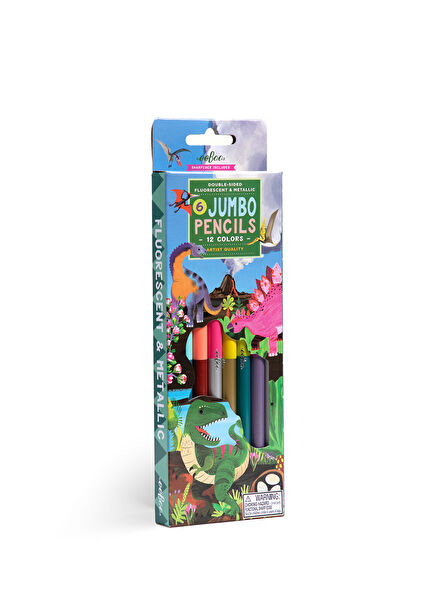 Dinosaur 6-Pack Jumbo 12 Color Double Tip Dry Crayons