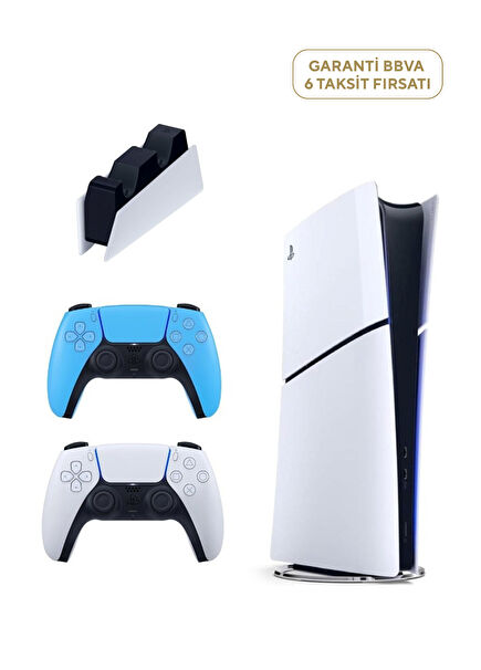 PlayStation 5 Slim Digital Edition Oyun Konsolu + 2. PS5 Kol Mavi + PS5 Şarj İstasyonu