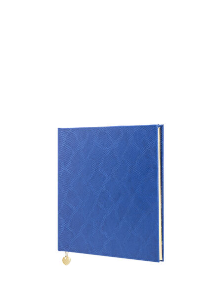 Mavi Deri Sert Kapaklı Çizgili Defter