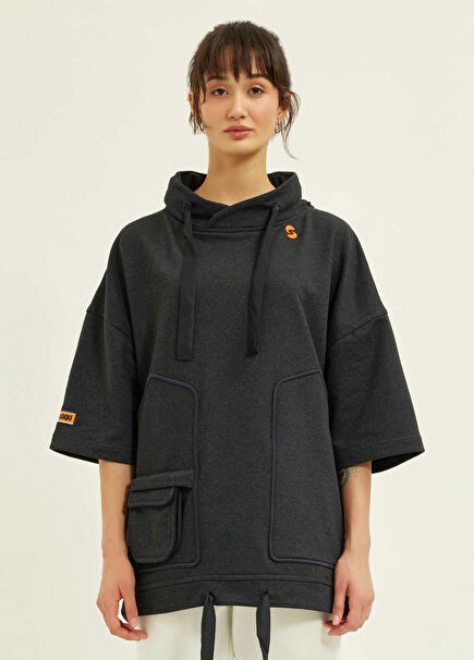 Cava Antrasit Oversize Kapüşonlu Sweatshirt