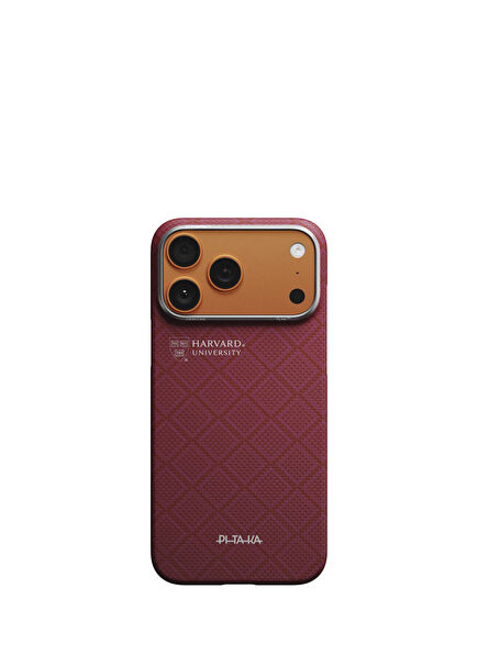 Harvard Crimson iPhone 17 Pro Aramid Fiber Karbon MagSafe Uyumlu Telefon Kılıfı
