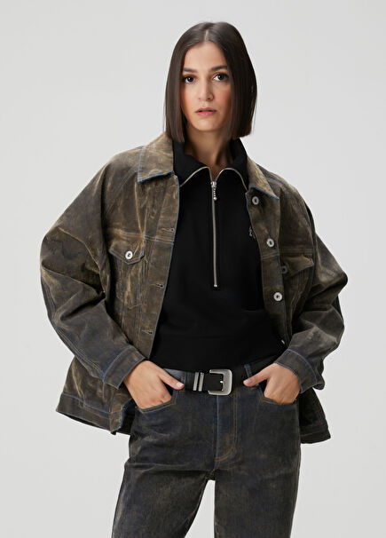 Kahverengi Kadife Denim Gömlek