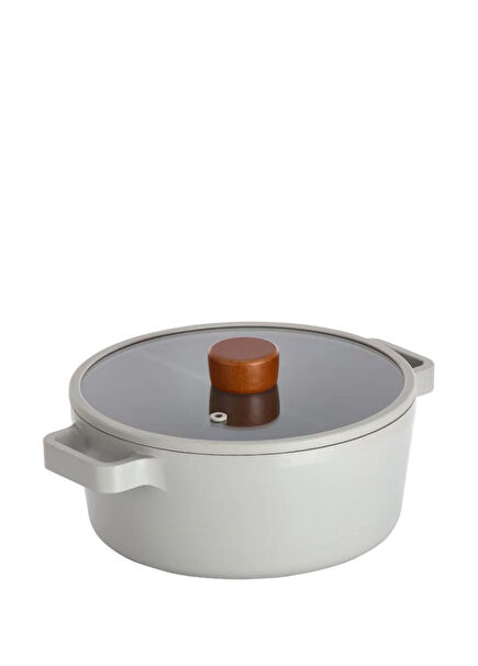 Fika Grey Aluminum Cast Iron Saucepan with Glass Lid 18 cm