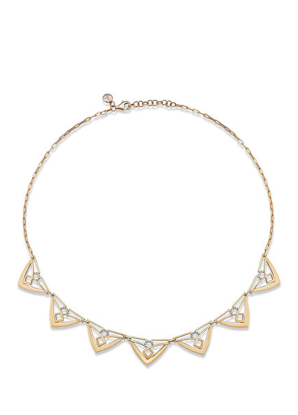 Savoy Diamond Detailed Women's Gold Necklace