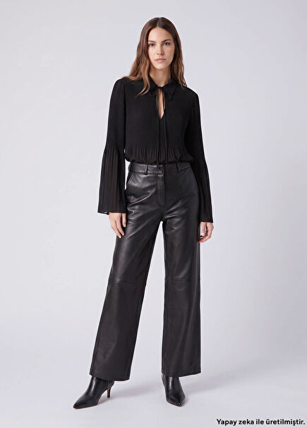Straight Form Black Leather Trousers
