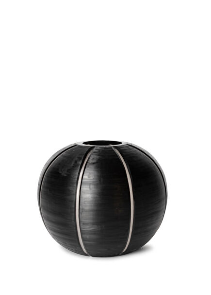 Gobi Round Clear Black Glass Decorative Object