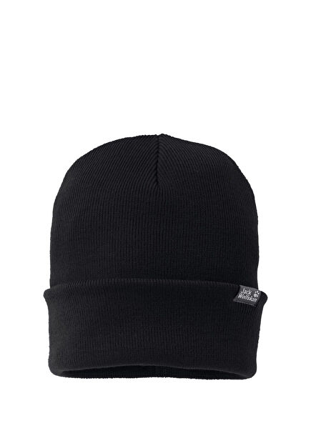 Rib Siyah Akrilik Örgü Unisex Bere 