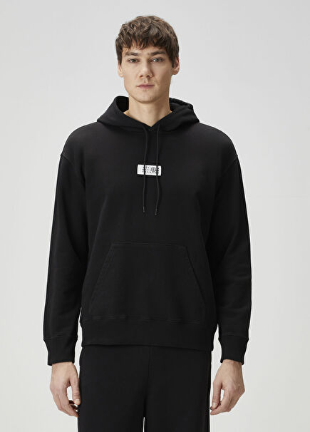 Siyah Kapüşonlu Sweatshirt