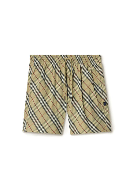 Khaki Seb Plaid Patterned Men's Swim Shorts