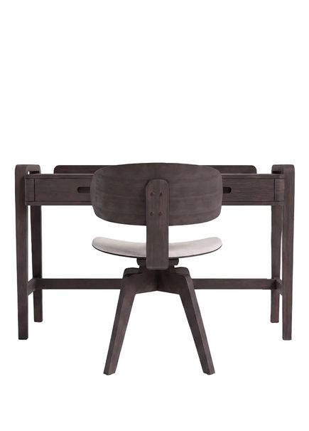 Kubi Gri Demce Masa + Fila Wood Sandalye Çalışma Seti