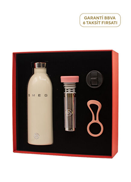 Cream Pink Steel Thermos Set