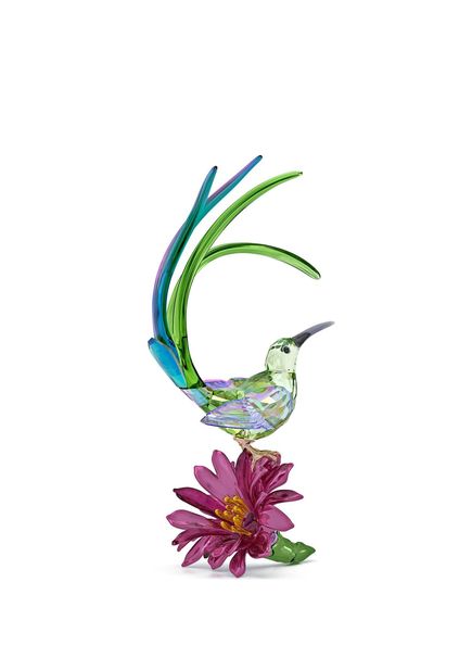 Idyllıa Sugarbırd And Cactus Flower Crystal Glass Figurine