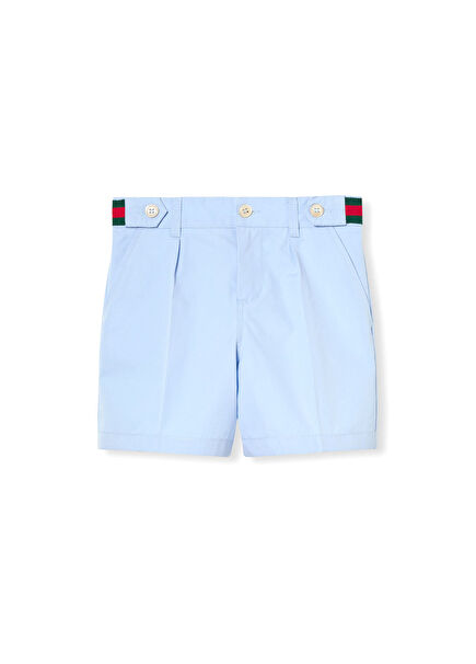 Blue Pleated Boy Bermuda