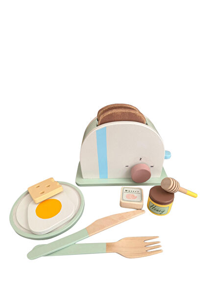 Colorful and Movable Toaster and Breakfast Wooden Toy Set