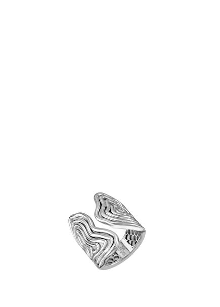 Dalga Detaylı Ortası Açık Kadın Gümüş Yüzük