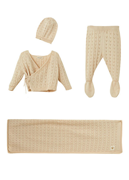 Organic Cotton Unisex 4-Piece Beige Newborn Set