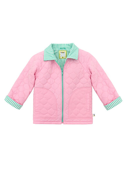 Pembe Kapitone Kız Çocuk Mont