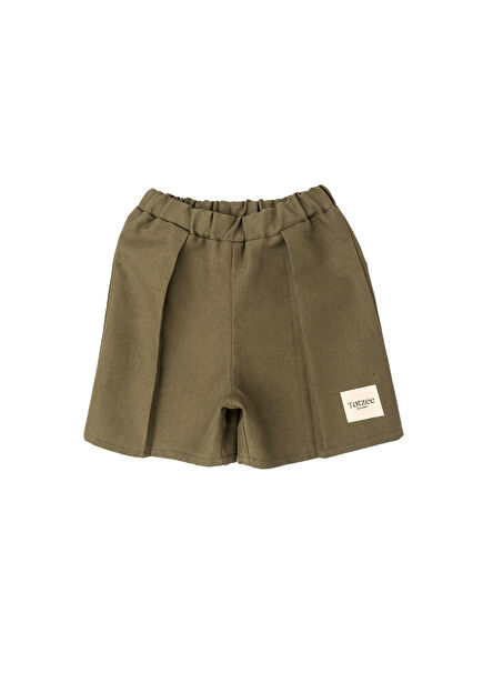 Khaki Linen Pleated Baby Boy Shorts
