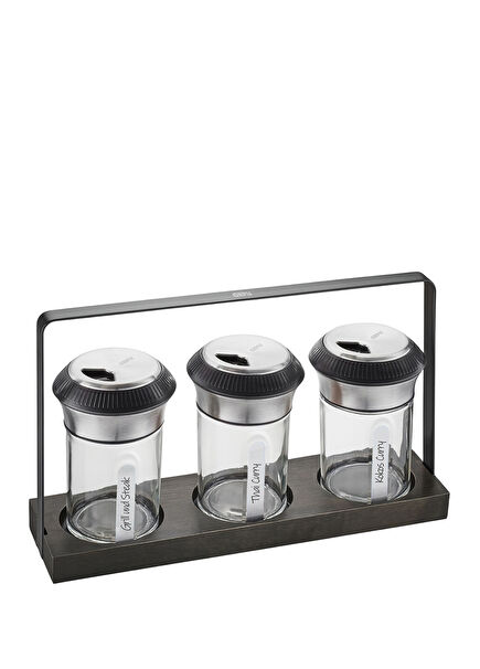 X-Plosion Siyah Cam 3'lü Baharatlık Seti