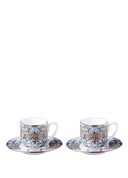 Palazzo Pitti Leopard Patterned Porcelain 2 Person Turkish Coffee Cup Set
