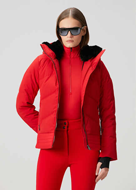 Avery Red Hooded Ski Jacket