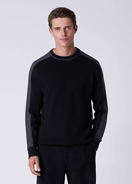 Black Anthracite Knit Detailed Sweater