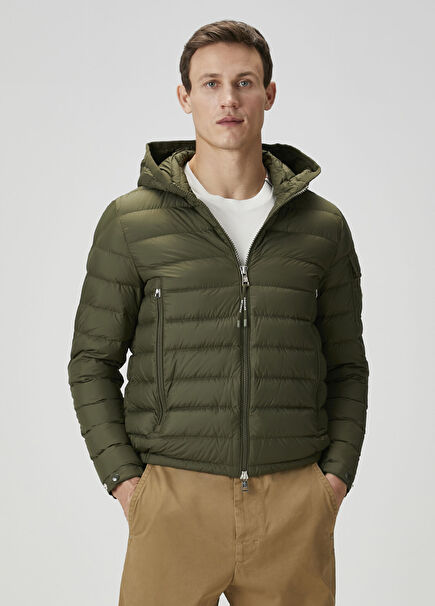 Haki Kapüşonlu Puff Mont