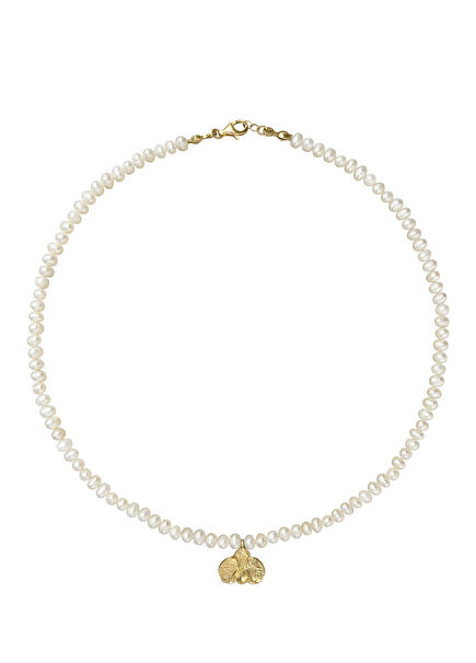 Orchid 925 Sterling Silver 24K Gold Plated Women's Pearl Necklace