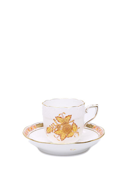 Sarı Çiçek Motifli Porselen Kahve Fincan Takımı